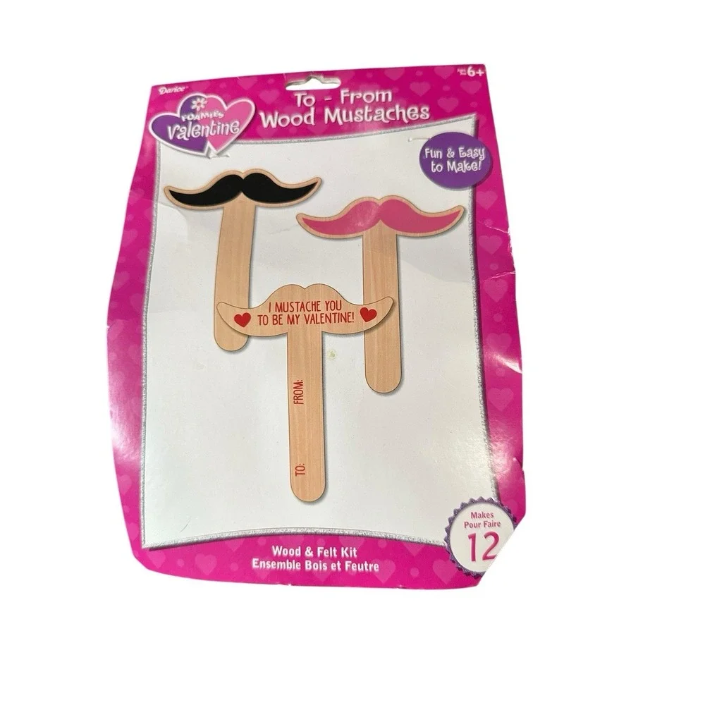 Darice Foamies Valentine Craft Kit Bundle Robot Fox Card Kits Wood Mustaches 3pk